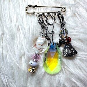 Artisan Glass Prism Brooch Pin Hand Crafted | Glass Beaded |  Wire-Wrapped OOAK